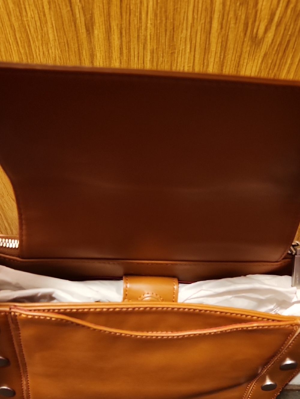 NWOT Vintage 2023 Hammitt Kayce Large Saddle Caffe Tan Leather Crossbody. FIRM! - Picture 8 of 14